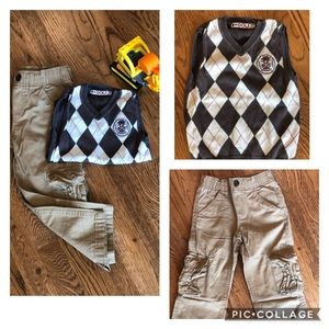 A set of a vest and lined cotton pants 3t